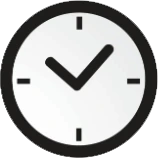 A round wall clock with black hands and tick marks, showing the time as 10:10.