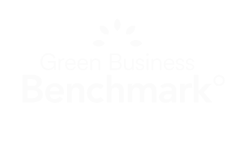 A Green Business Benchmark certificate labeled "Gold Certified 2026" with a sunburst icon above the text.